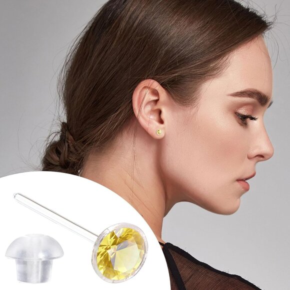 Colorful Plastic Cubic Zirconia Flower Stud Earrings, Hypoallergenic, 4mm diamet - Picture 7 of 7